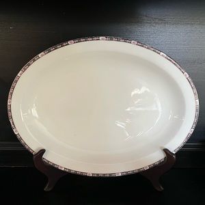 Antique W S George "Derwood" Large Platter pink Rose Chain Black Pattern 1940's